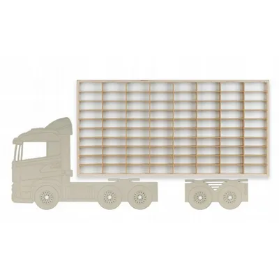 Produktbild von ArtTwist Modellauto Vitrine - Sammlervitrine Holz zu 80 Fächen - Organisation Schaukasten für Autos Hängend 78,5cm x 40cm x 4cm - Setzkasten Holz für Wanddeko und Organisation (LKW 015BL)