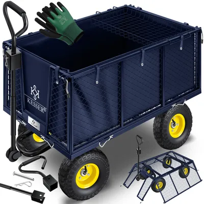 Produktbild von KESSER® Bollerwagen 550kg belastbar Gartenwagen Transportwagen Gartenkarre herausnehmbare Plane Gerätewagen Handwagen vielseitig einsetzbar inkl. Handschuhe