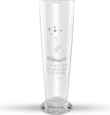 Produktbild von Mr. & Mrs. Panda Bierglas Schwein Glück - Transparent - Geschenk, Lustige Sprüche, Mr Mrs Weizenglas, Weizen Glas, Glücksbringer, Schweinchen, Weizenbier, Träume, Sterne