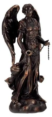 Erzengel Saetiel Figur, Harz, handbemalt, 12 cm, mehrfarbig