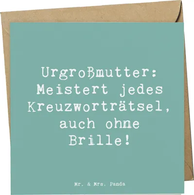 Produktbild von Mr. & Mrs. Panda Grußkarte Spruch Urgroßmutter Genie - Meeresbrise - Geschenk, Rätsel, Verwandte, doppelkarte, Familientradition, faltkarte, Klappkarte, Familie, Liebe