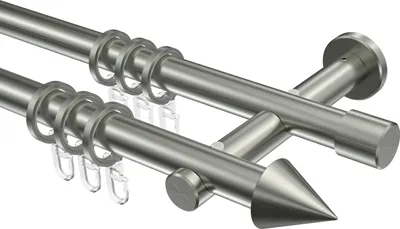 Produktbild von Interdeco Gardinenstange / Vorhangstange Edelstahl, Typ Trend Savio (Kegel), 20 mm Ø 2-läufig, 600 cm