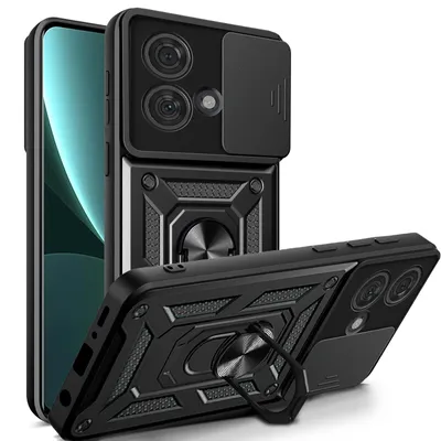 Produktbild von Outdoor Panzer Hülle Motorola Edge 40 Neo Handyhülle mit Kameraschutz Ringhalter Schwarz