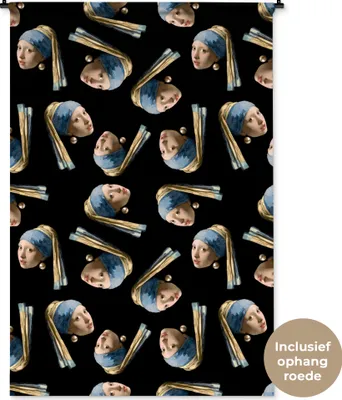 Produktbild von MuchoWow® Wandteppich Wandbehang Muster - Mädchen mit Perlenohrring - Vermeer 120x180 cm Tapisserie Dekoration Wandtuch - Schlafzimmer - Dekorationen für das Haus