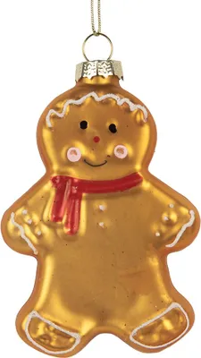 Obrázek produktu pro Clayre & Eef Vánoční visačka perníček 6x2x10 cm hnědé sklo