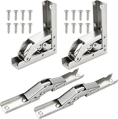 Produktbild von 4 Stücke Regal Scharnier Edelstahl Klappscharnier Versteckte Möbel Scbnarnier 90/180? Schrank Scharniere Tischhalter Scharnier Klappbare Regalhalterung für Schranktür, Tisch, Schrank