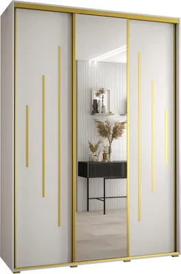 Produktbild von MEBLE KRYSPOL Davos 13 Schrank, drei Türen - 235,2x170x45 cm - Weiß Weiß Gold