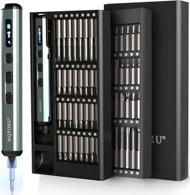 Produktbild von Mini Elektro Schraubendreher Set, 72 in 1 Präzisions Elektrischer mit 64 Magnetischen Bits, 5 Drehmomenteinstellungen, 4 LED-Leuchten, für