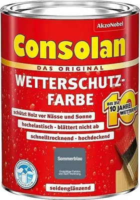 Produktbild von Consolan Wetterschutzfarbe, Deckender Holzschutz für Außen, Sommerblau, 750 ml