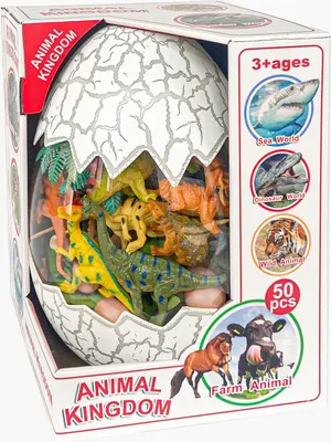 Produktbild von Großes Dinosaurier-Ei Set: 50-teilige Dinosaurierwelt mit vielen Dinosauriern & Landschaftselementen