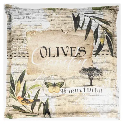Produktbild von Sitzkissen für Gartenstühle | 50 x 50 x 8 cm | Grün | Olivenblättermotiv | Baumwolle