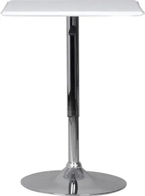Produktbild von Stehtisch Bistrotisch Kunstleder Weiß höhen-verstellbar quadratisch | Design Bartisch Chrom robust eckig | Stehtisch Messetisch modern | Partytisch drehbar