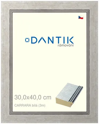 Zdjęcie produktu dla Ramka DANTIK 30x40 | CARRARA White (Plexi Clear)