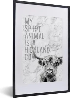 Produktbild von MuchoWow® Gerahmtes Poster Schottischer Highlander - Marmor - Zitat 40x60 cm - Poster mit Schwarzem Bilderrahmen Wandposter Rahmen Foto Bilder - Poster in Rahmen