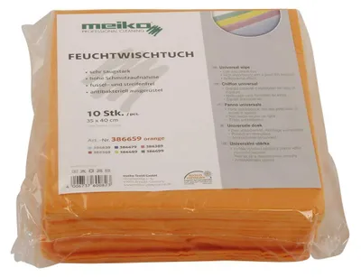 Produktbild von 10er Pack beschichtetes Meiko Feuchtwischtuch 35 x 40 orange Reinigungstuch