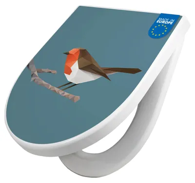 Produktbild von WC Sitz mit Absenkautomatik D Form Motiv abstrakter Vogel [TDW3 12883]