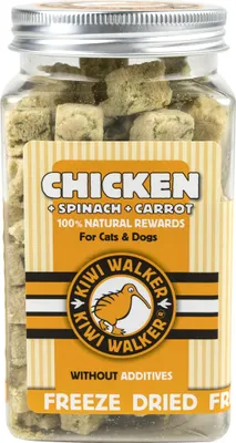 Obrázek produktu pro KIWI WALKER Freeze Dried Chicken + Spinach + Carrot, Pamlsek, Pes, Univerzální, Mrkev, Kuřecí maso, Špenát, 65 g