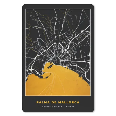 Produktbild von MuchoWow® Mauspad Mousepad Mallorca - Stadtplan - Gold - Karte 40x60 cm - Mousepads - Maus Mat - Pad - Mausunterlage - Schreibtisch Accesoire