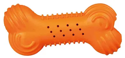 Image de Knister-Knochen Hundespielzeug 11 cm orange