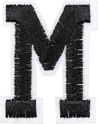 Produktbild von 1 Buchstaben Aufbügler, 15-43x45mm, Applikation, Aufnäher, schwarz, Buchstaben & Zeichen:M