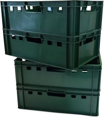 Produktbild von 4 Stück E2 Eurofleischkiste Stapelkiste Box Metzgerkiste lebensmittelecht grün (4xE2 grün)