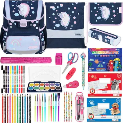 Produktbild von Herlitz Schulranzen Set Loop Plus Unicorn Dreams 20-teilig gefüllt
