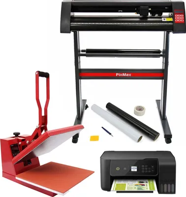 Obrázok produktu pre PixMax – súprava obsahujúca transferovú lis, vinylový plotter a tlačiareň, rozmery transferovej lis: 38 cm x 38 cm