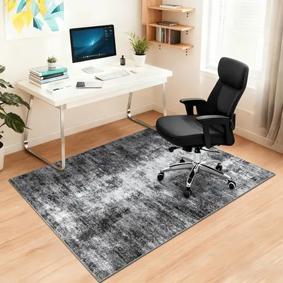Obrázek produktu pro Elzusha - Protiskluzové podložky pod kancelářskou židli pro tvrdé podlahy, rozměry 120 x 150 cm, barva černá, abstraktní design
