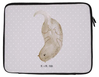 Produktbild von Mr. & Mrs. Panda Laptop Tasche Otter Kopfüber 20 x 28 cm - Grau Pastell - Geschenk, Laptoptasche, Niedlich, Süß, Hülle, Notebook Sleeve, Seeotter See, Laptophülle
