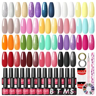Produktbild von 20Pcs 7ml Gel Nagellack Kit Lang anhaltende Gel Nagel mit Grundierung glänzend matt Top Coat Starter Set