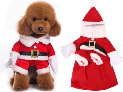Produktbild von Haustier Baumwoll Weihnachtskleidung bequemes Kostüm mit Hut für Hundekatze