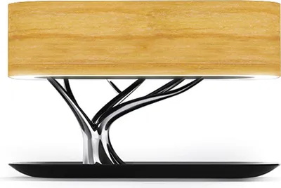 Produktbild von Nachttischlampe aus Holzfurnier, stufenlos dimmbar, Schlafmodus, kabelloser Ladefunktion, ideal für Schlafzimmer & Büro