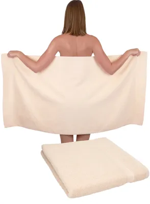 Produktbild von Betz 2 Stück Duschtücher 70 x 140 cm PREMIUM 100% Baumwolle Liegetuch Strandtuch Farbe: beige