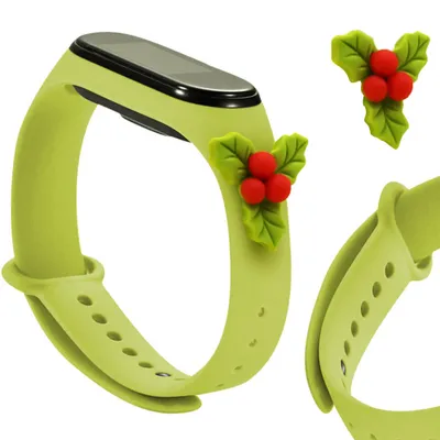 Obrázek produktu pro Vánoční Řemínek Pro Xiaomi Mi Band 6 / Mi Band 5 Vánoční Silikonový Náramek Zelený (Jmelí)