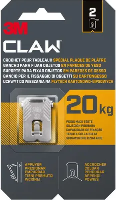 Produktbild von Wandhaken aus Gips, maximale Tragkraft 20 kg, 28 x 41 x 4 mm, 2 Stück