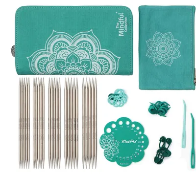 Stricknadel-Set, doppelspitzig, 5 Paare, 15 cm, Edelstahl, 3,5–5,0 mm