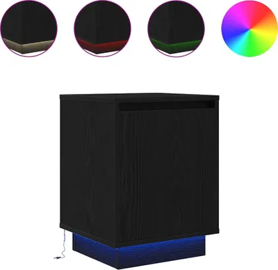 Produktbild von Nachttische mit LED-Leuchten 2 Stk. Schwarz 38x34x50 cm
