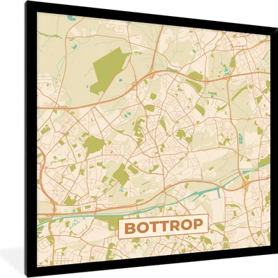 Produktbild von MuchoWow® Gerahmtes Poster Bottrop - Karte - Vintage - Stadtplan 40x40 cm - Poster mit Schwarzem Bilderrahmen Wandposter Rahmen Foto Bilder - Mit Rahmen - Wanddekoration Schlafzimmer