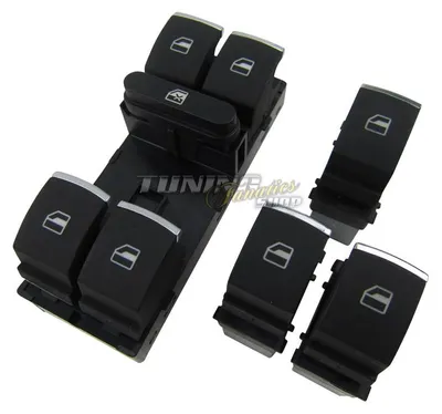 Immagine prodotto di Alzacristalli, interruttore, pulsante per finestrini, set per auto a 4 porte, cromato, compatibile con VW
