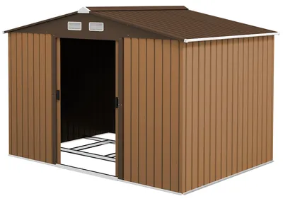 Produktbild von Outsunny Gerätehaus Geräteschuppen Gartenhaus Gelb 277 x 195 x 192 cm