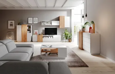 Produktbild von Modernes Wohnwand-Set mit TV-Schrank Weiß ARTE