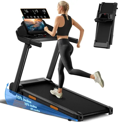 Image de Tapis de course pliable - Inclinaison 15° - 12 km/h - 3.0 CV - Jusqu'à 136 kg