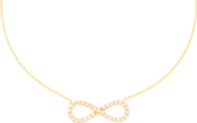 Produktbild von 585er Gold Kette mit Infinity mit Zirkonia Anhänger Unendlichkeit 45cm