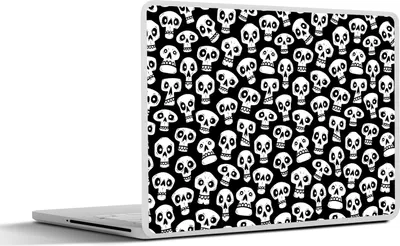 Produktbild von MuchoWow® Laptop Aufkleber Sticker Cover Muster - Totenkopf - Schwarz und Weiß 31x22.5 cm - Laptop-Deko