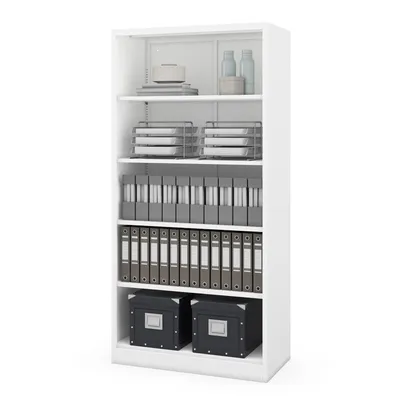 Immagine prodotto di Scaffale metallico da ufficio, da montare, con pannello posteriore chiuso, bianco, 900 x 1850 x 450 mm: RUFUS