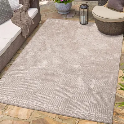 Produktbild von Teppich Outdoor Wetterfest - Beige - Wendeteppich - 160x230 cm - Rauten-Muster
