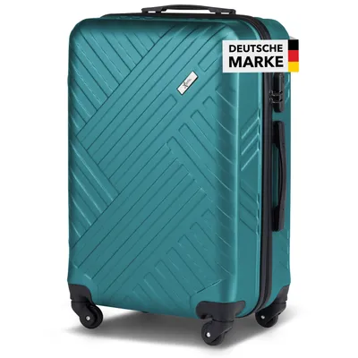 Produktbild von Xonic Design Reisekoffer mit Rollen 360° - ABS Hartschalen-Koffer Trolley mit Zahlenschloss in Handgepäck M-L-XL-Set (Seegrün, L)