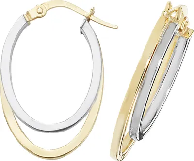 Image de Boucles d'Oreilles Créoles Femme Or 2 Couleurs 375/1000 - 22mm*3mm; TRS16013
