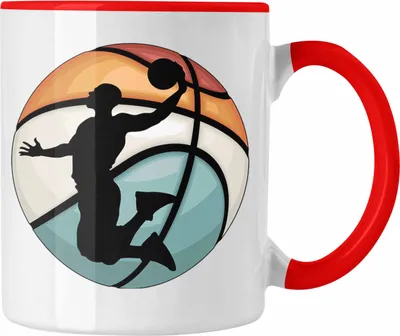 Produktbild von Trendation - Basketball Tasse Geschenk Basketballspieler Trainer Geschenkidee Lustige Tasse Basketballer Jungs Jungen Coach (Rot)