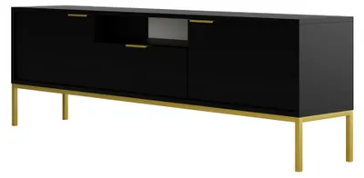 Productafbeelding van Moderne TV-kast, zwart, met gouden poten - Elegant design, 175 cm